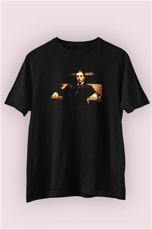 Alpacino The Godfather Baskılı Unisex Siyah Tişört