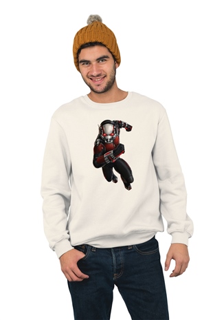 Ant-Man Temalı Baskılı Beyaz Sweatshirt