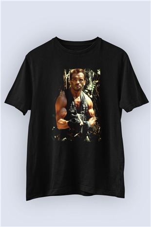 Arnold Schwarzenegger Baskılı Unisex Siyah Tişört 