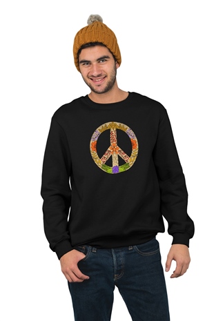 Çiçeklerden Oluşan Barış | Peace Sembölü Baskılı Sweatshirt