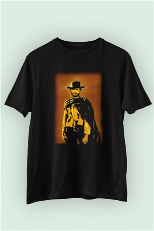 Clint Eastwood Baskılı Unisex Siyah Tişört 