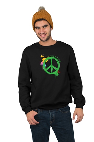 Dünya Barışı Temalı Baskılı Sweatshirt