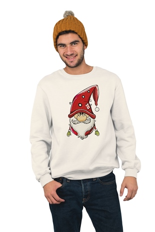 Gözlüklü Noel Baba Temalı Baskılı Sweatshirt