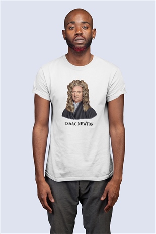 Isaac Newton Portre Baskılı Tshirt