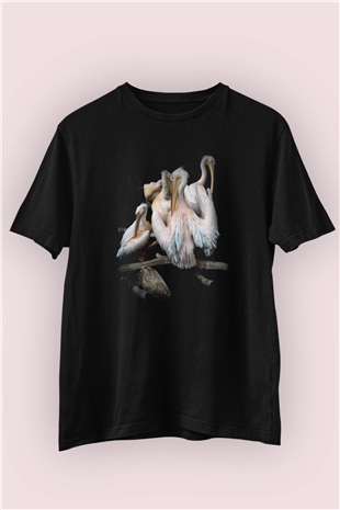 Pelikan Ailesi Temalı Tasarım Tişört