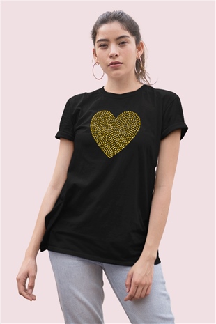 Sevgililer Günü Emoji Kalp Temalı Baskılı Tişört