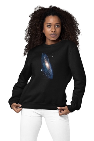 Uzay Baskılı Unisex Siyah Sweatshirt