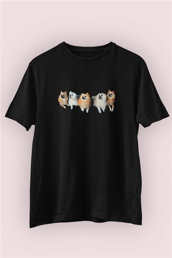 5 Kafadar Köpek Temalı Baskılı Tişört