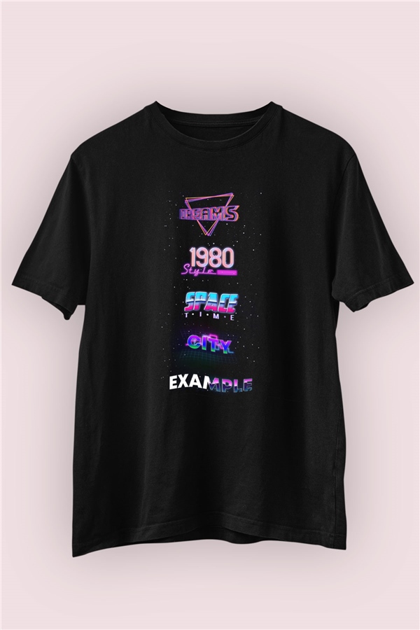 80's Style Retro Temalı Baskılı Tişört 