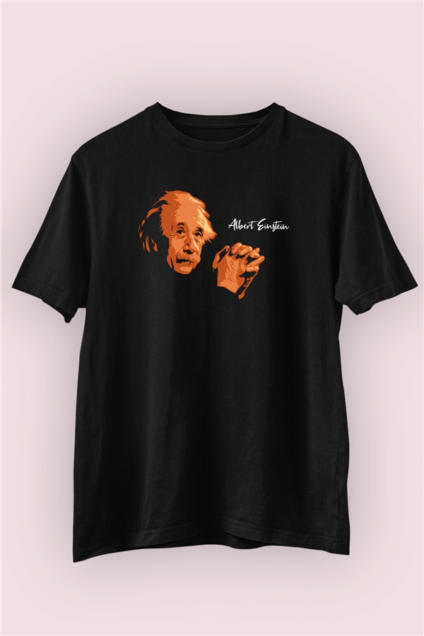 Albert Einstein Portre Baskılı Tasarım Tişört