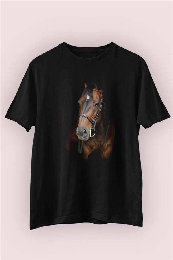 Asil At Temalı Baskılı Tişört