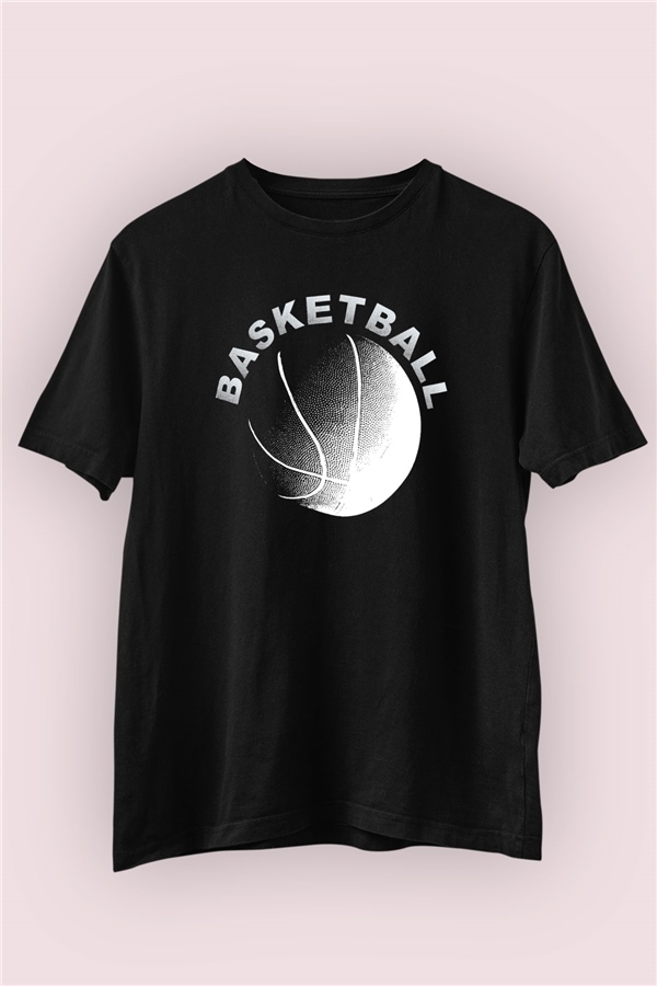 Basketbol Topu Temalı Baskılı Tişört 