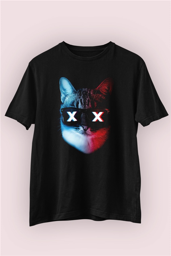 Cool Kedi Baskılı Tişört 