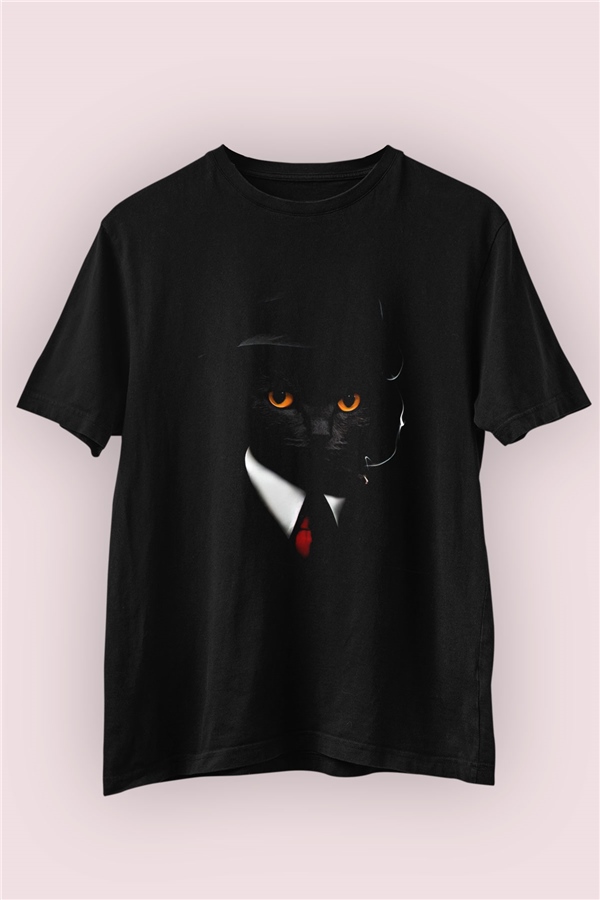 Karizmatik Kedi Baskılı Tişört 