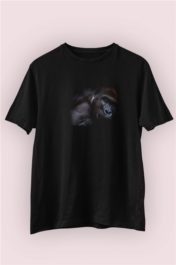 Kızgın Goril Temalı Baskılı Tişört
