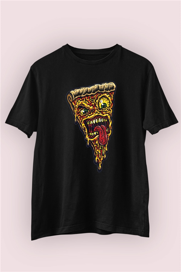 Pizza Surat Temalı Baskılı Tişört 