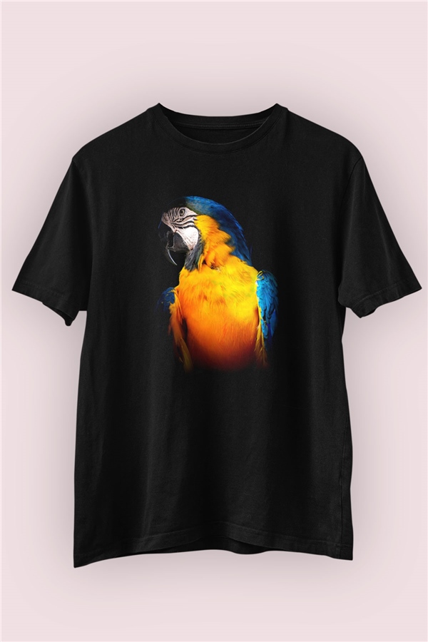 Sarı Gövdeli Papağan Baskılı Tasarım Tişört