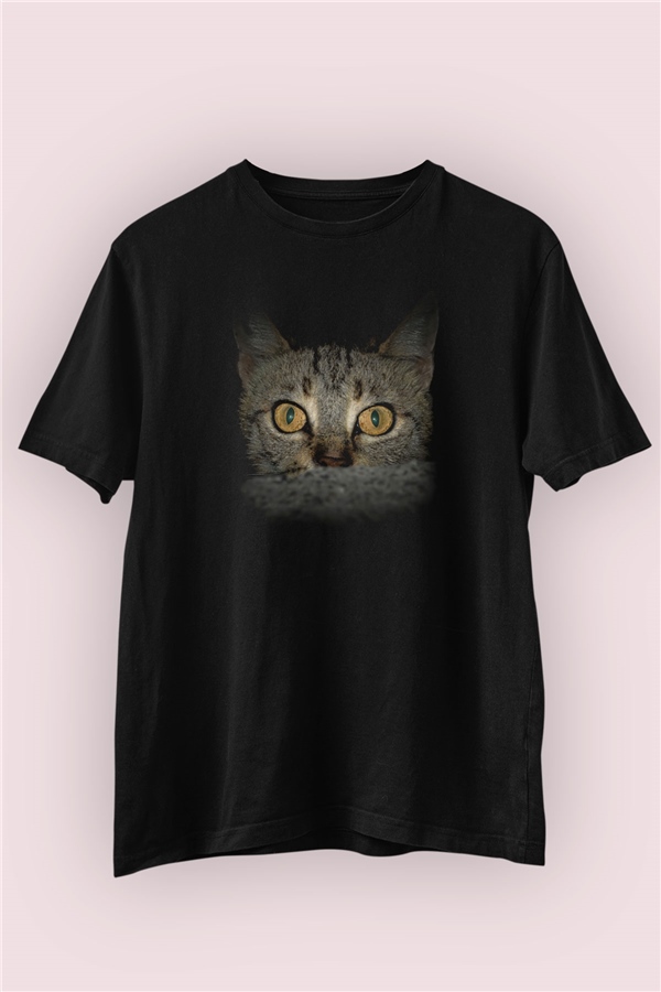 Şaşkın Kedi Baskılı Tasarım Tişört
