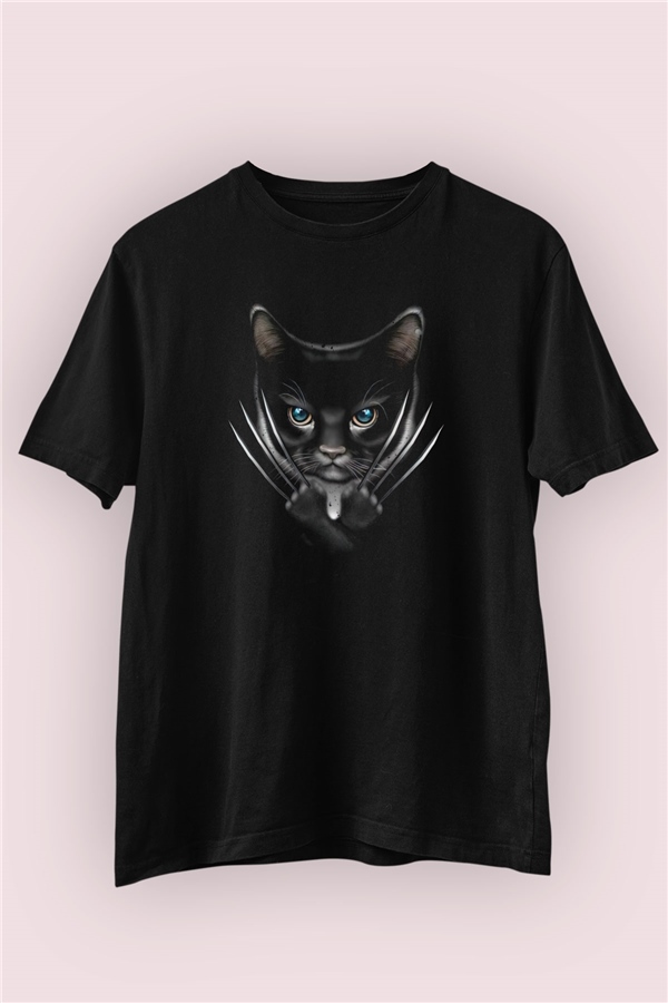 Savaşçı Kedi Baskılı Tişört 