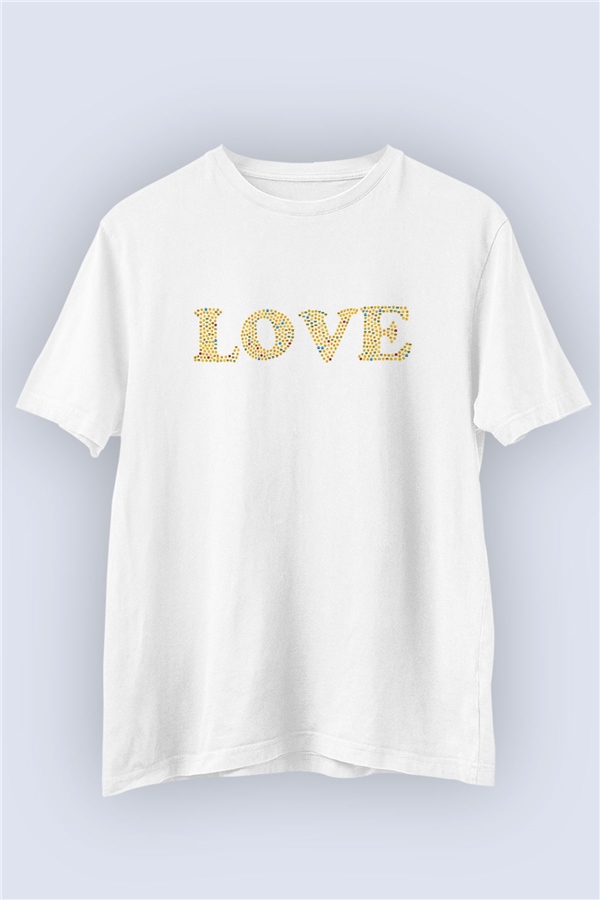 Sevgililer Günü Emojiler ve Aşk Temalı Baskılı Tişört