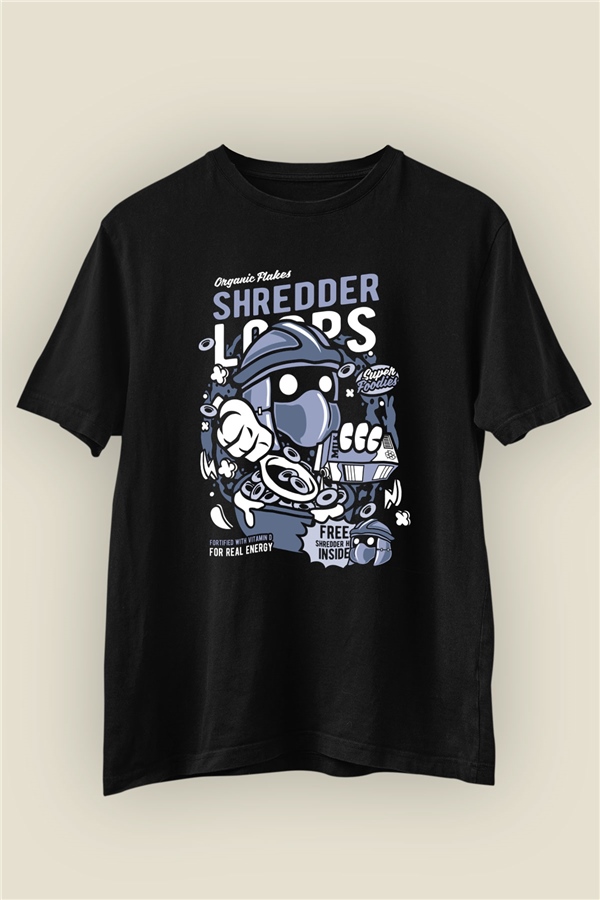 Shredder Loops İsimli Baskılı Siyah Tshirt