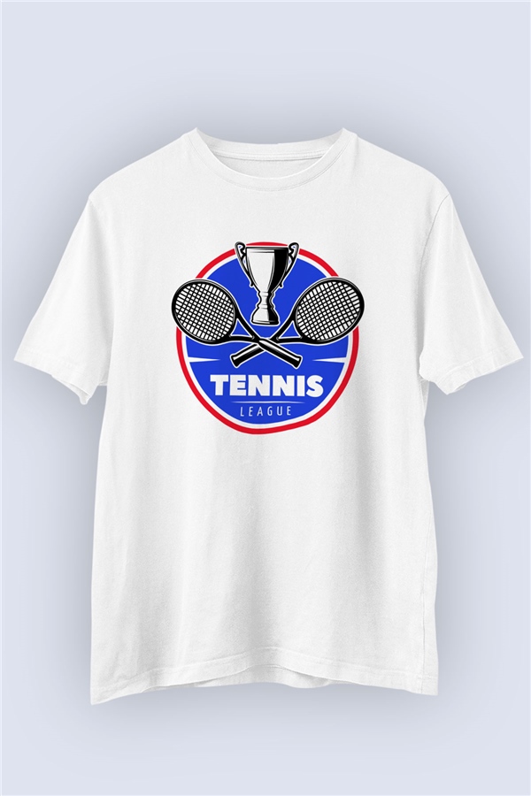Tenis Ligi Temalı Baskılı Tişört