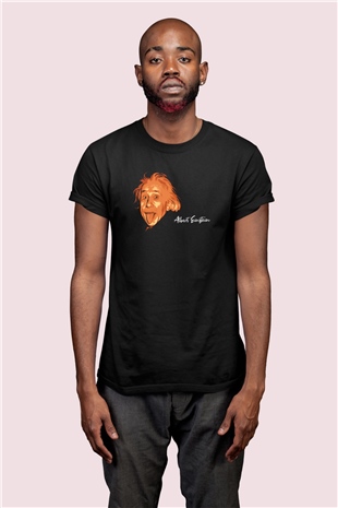Albert Einstein Portre Temalı Baskılı Tişört