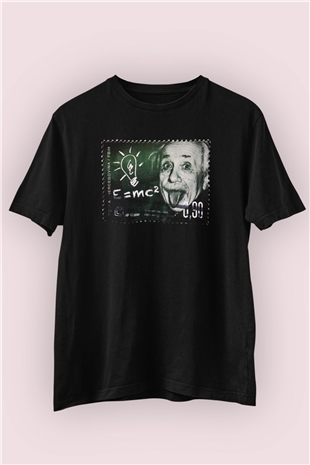 Albert Einstein Posta Pulu Baskılı Tshirt