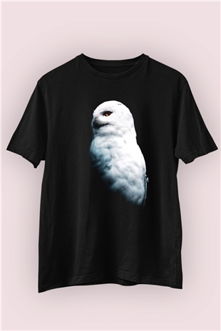 Beyaz Kuş Baskılı Tasarım Tişört