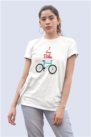 Bisiklet Temalı Baskılı Tişört