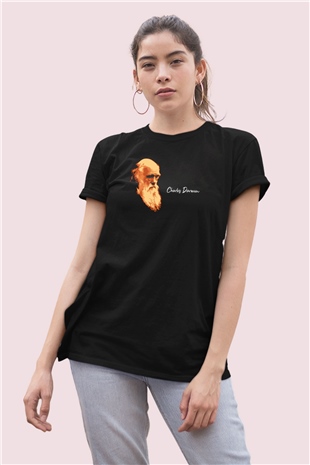 Charles Darwin Portre Temalı Baskılı Tişört