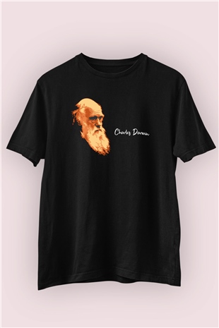 Charles Darwin Portre Temalı Baskılı Tişört