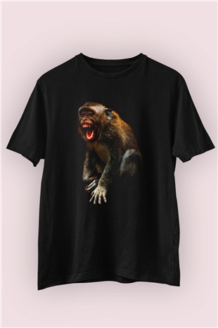 Çılgın Maymun Temalı Baskılı Tshirt