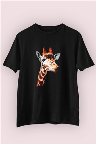 Dil Çıkaran Zürafa Baskılı Tişört 