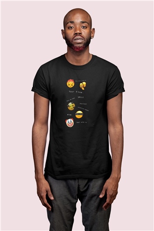 Emoji Desenli Baskılı Tişört 