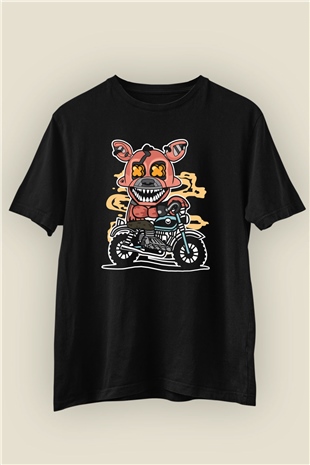 Foxy Motocross İsimli Baskılı Siyah Tişört