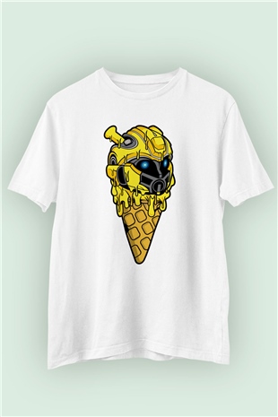Ice Cream Bumble Bee İsimli Baskılı Beyaz Tshirt