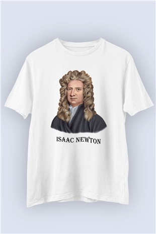 Isaac Newton Portre Baskılı Tshirt