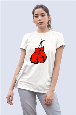 Kırmızı Boks Eldiveni Baskılı Tasarım Tshirt