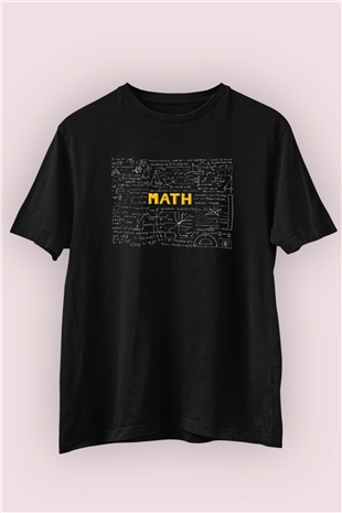 Matematik Temalı Baskılı Siyah Tshirt
