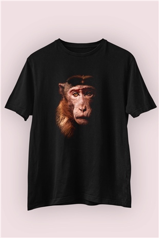 Maymun Temalı Baskılı Tişört 