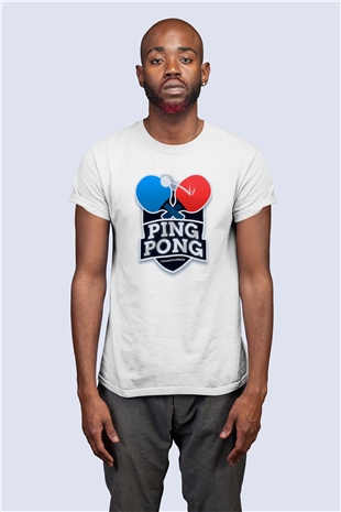 Ping Pong Temalı Baskılı Tişört