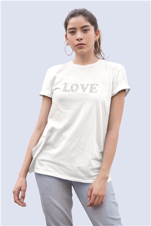 Sevgililer Günü Emojiler ve Aşk Temalı Baskılı Tişört