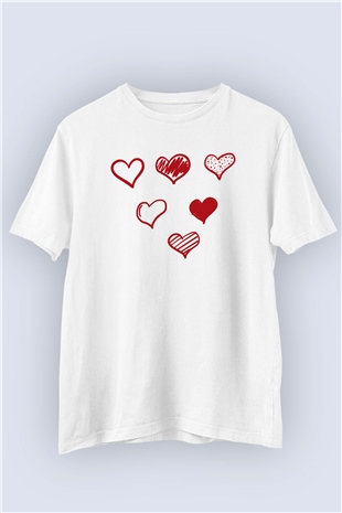 Sevgililer Günü Kalp Temalı Baskılı Tişört