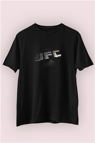UFC Temalı Baskılı Siyah Tişört 