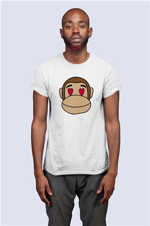 Unisex Aşık Maymun Temalı Baskılı Tshirt