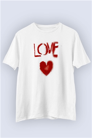 Unisex Aşk Temalı Baskılı Tshirt