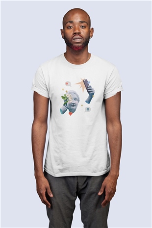 Unisex Blogger Desenli Baskılı Tasarım Tshirt