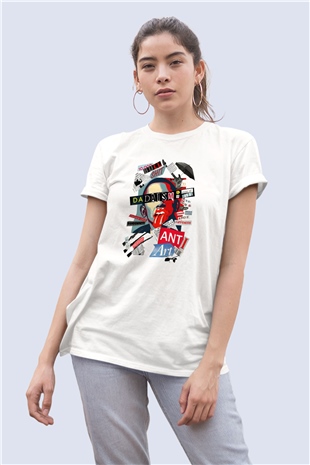 Unisex Dadaizm Temalı Baskılı Tişört