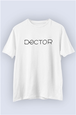 Unisex Doktor Temalı Baskılı Beyaz Tshirt